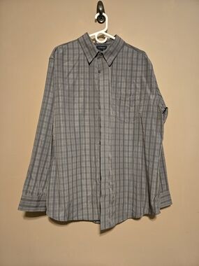 Croft & Barrow Men's Gray Plaid Button Up XL